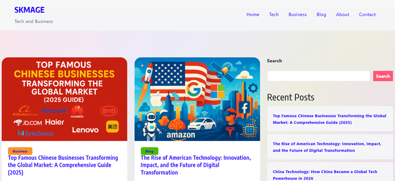 SKMage Website – A Hub for Tech and Business Content